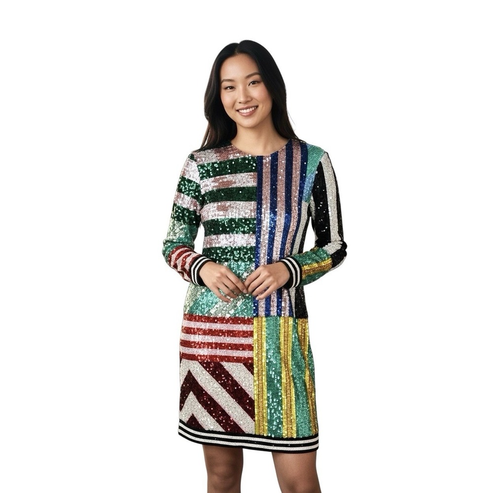 Alice + Olivia‎ Delora Sequin Mini Dress 12 NYE Statement Holiday Party Mod NWT